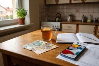 Polskie banknoty i pismo do banku o zwrot prowizji bankowej po wcześniejszej spłacie pożyczki