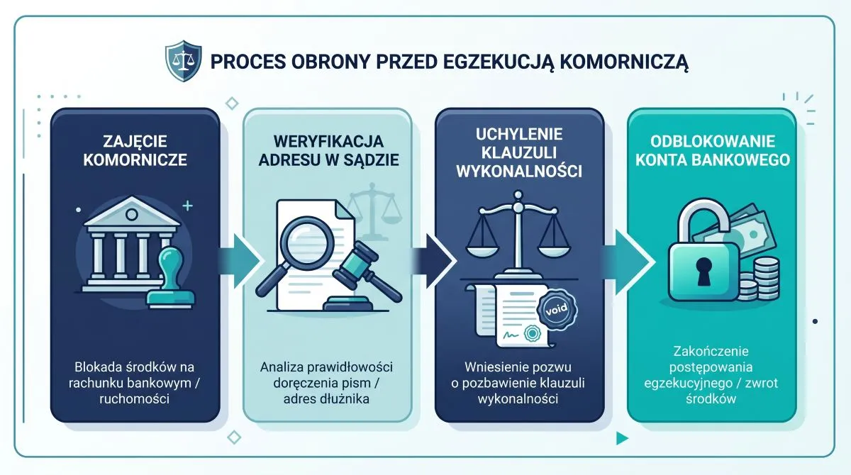 Ścieżka blokowania egzekucji: od uchylenia klauzuli po zawieszenie i umorzenie działań komornika
